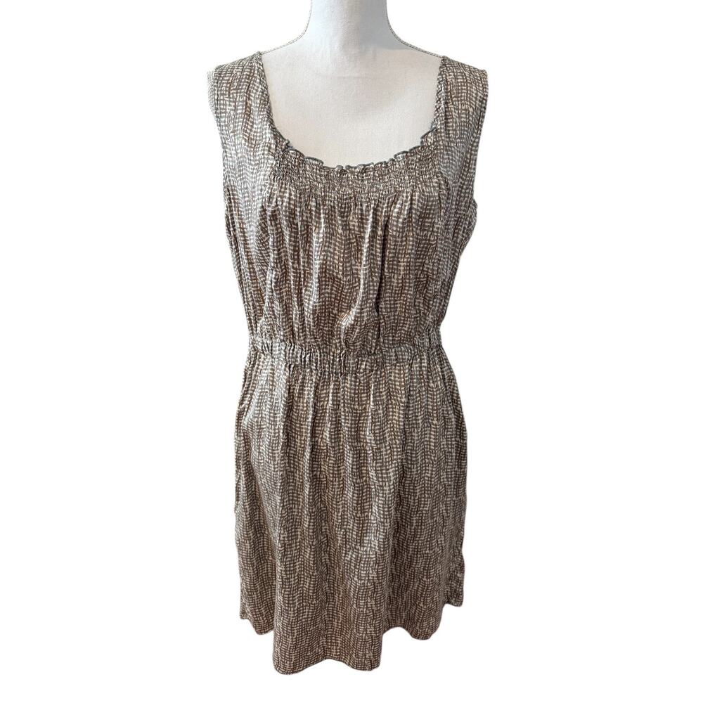 Calypso St Barth Casual Silk Summer Sleeveless Sun Dress Brown Print M